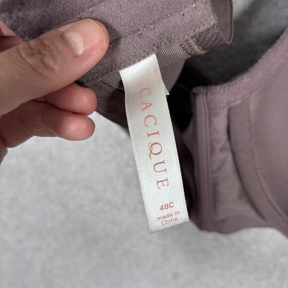 Cacique Bra 48C Purple Lace Lightly Lined Balconette Underwire Molded Padded - Picture 7 of 10